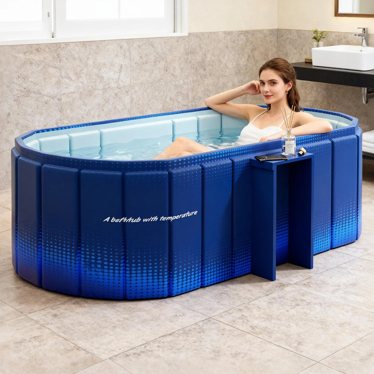 1PC Insulated Ice Bath , Cold Plunge Tub, No Inflation Install Needed, Shower-Compatible for Indoor & Outdoor Use