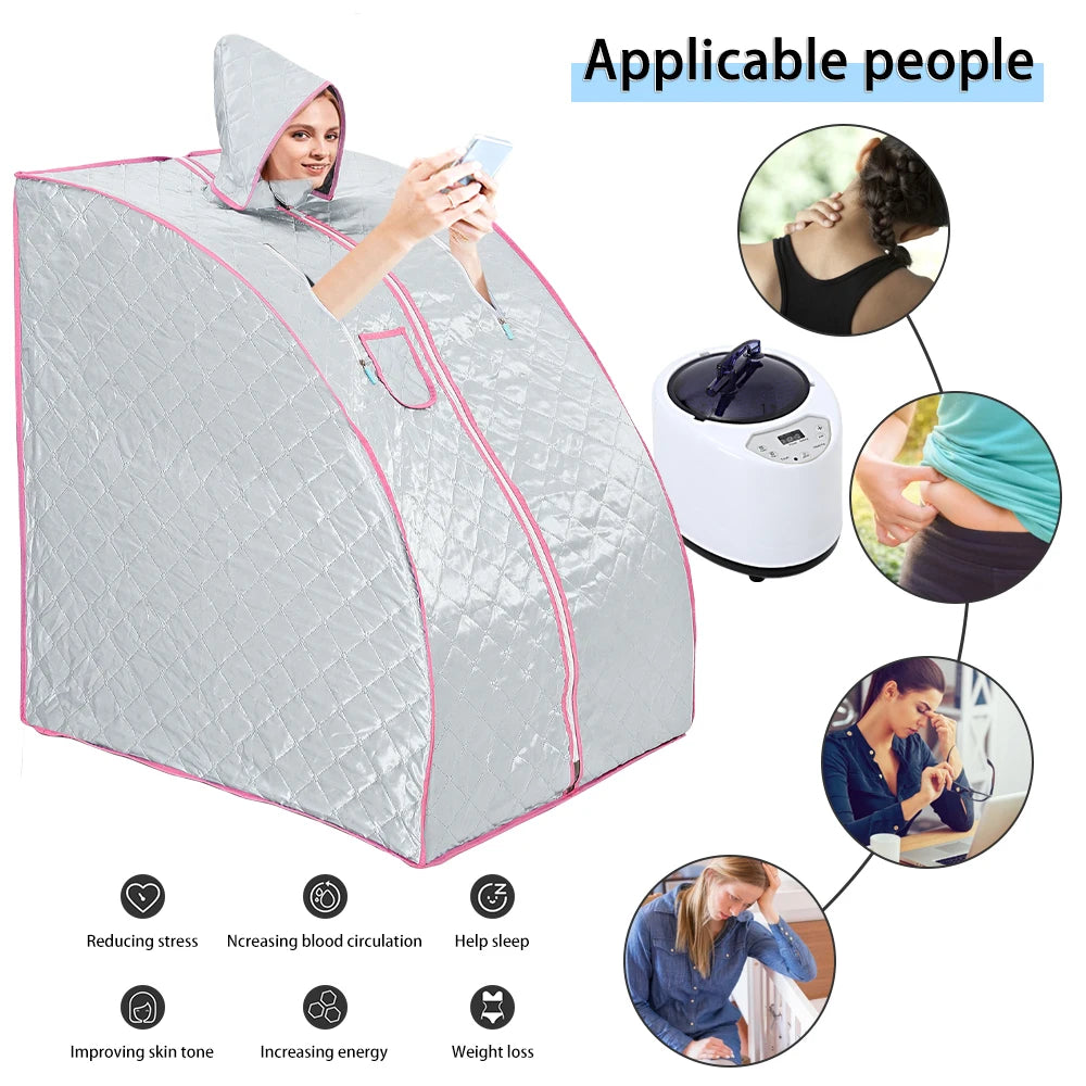 Portable Detachable Foldable Steam Sauna Spa Tent Set Single Full Body, 78cm W X 88cm D X 130cm H