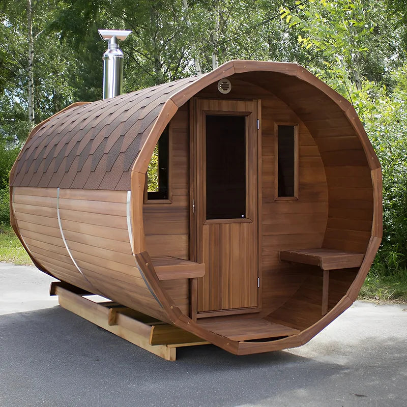 red cedar steam sauna room outdoor bucket sauna room panoramic window