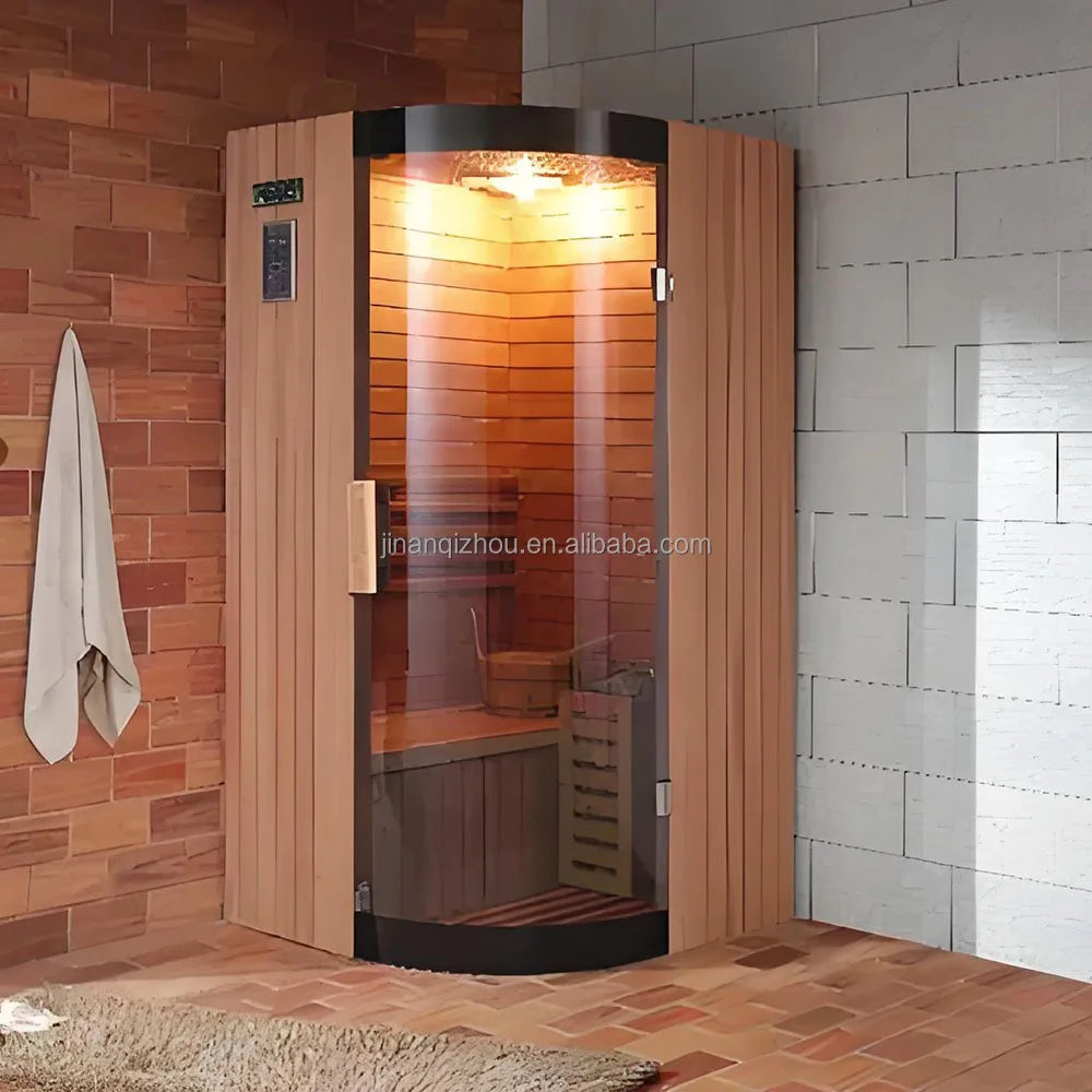 Outdoor Sauna Room 2 Person Indoor Far Infrared Dry Steam Sauna Modern Solid Wood Structure Traditional Red Cedar