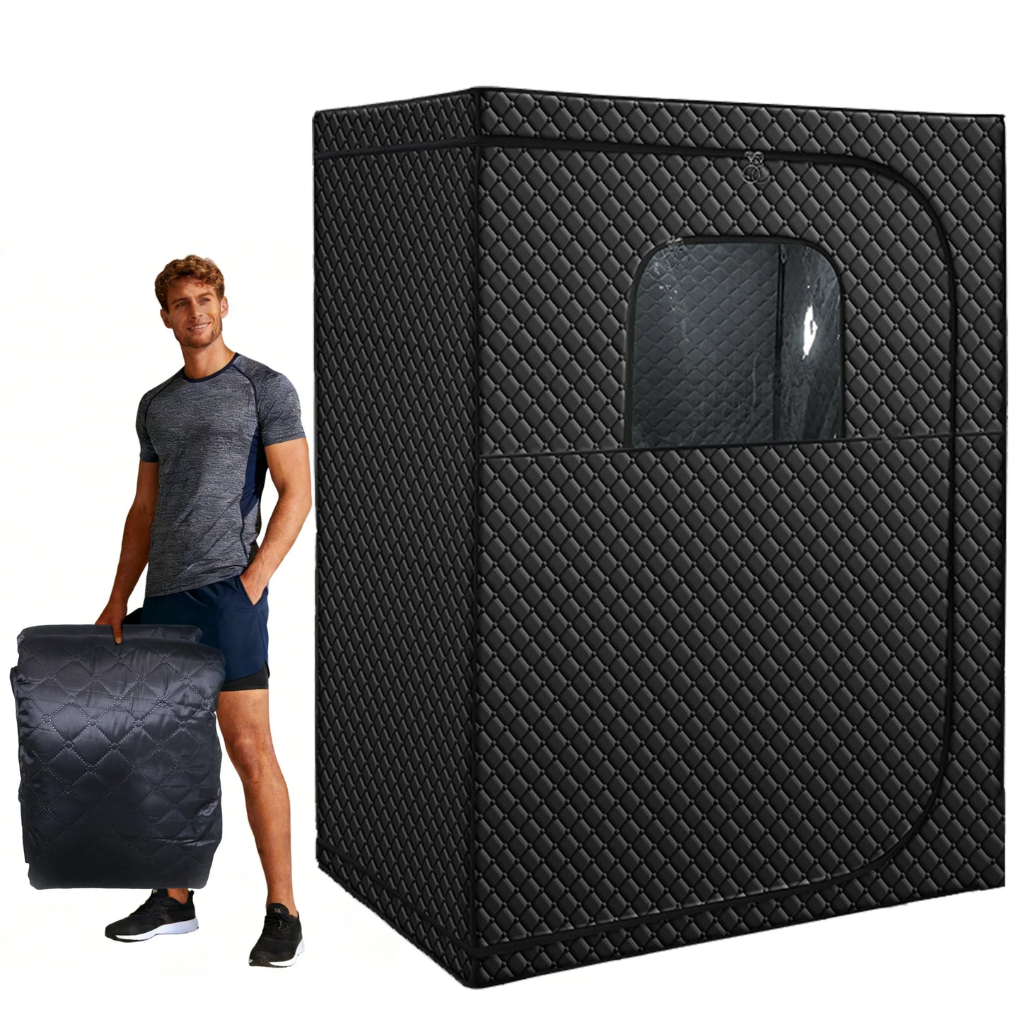 180x160x90 Modern 2 Person Portable Infrared Sauna Tent Remote Control Transom Windows Electric Steam Heating Sauna