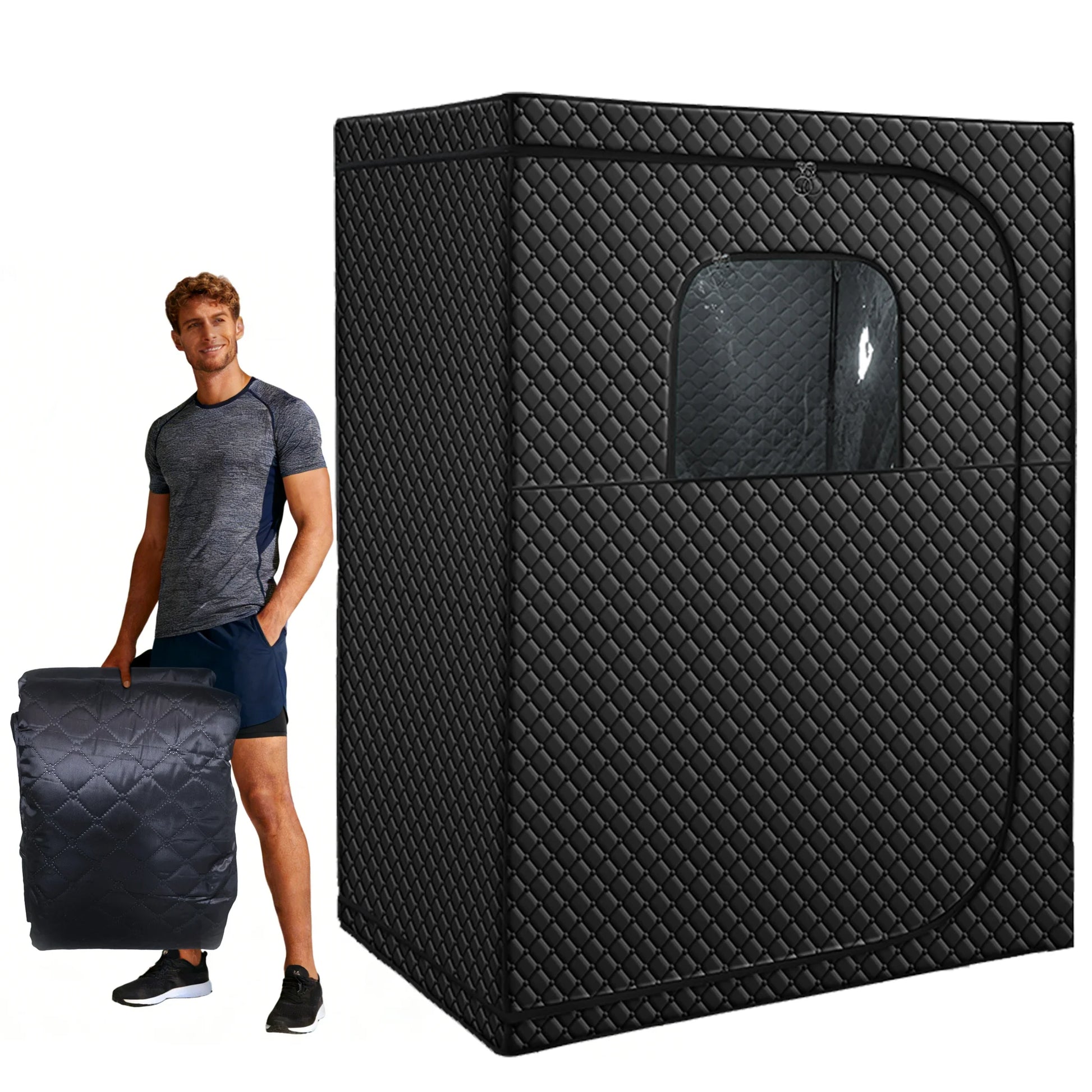 180x160x90 Modern 2 Person Portable Infrared Sauna Tent Remote Control Transom Windows Electric Steam Heating Sauna