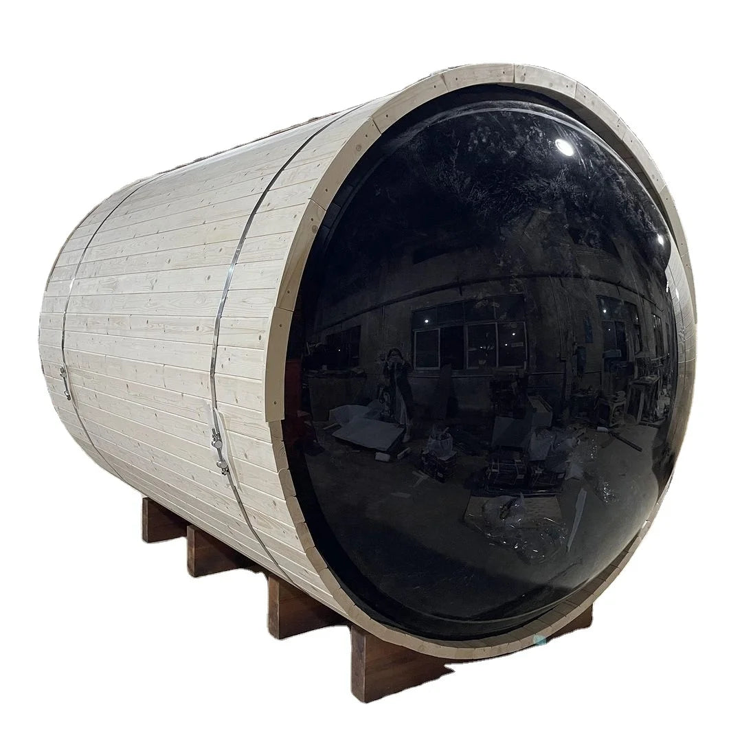 Sauna Dry Stone Red Cedar Barrel Outdoor Sauna Room For 2 4 Persons Outdoor Cube Wooden Barrel