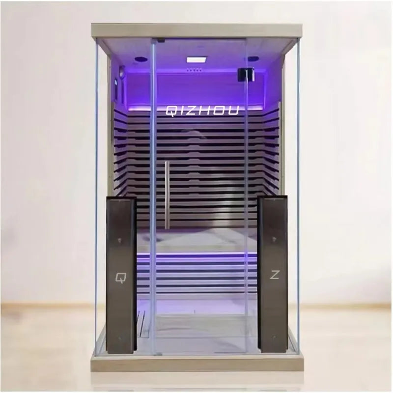 Outdoor Sauna Room 2 Person Indoor Infrared Dry Steam Sauna Solid Wood Structure With Shower Design