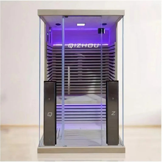Outdoor Sauna Room 2 Person Indoor Infrared Dry Steam Sauna Solid Wood Structure With Shower Design