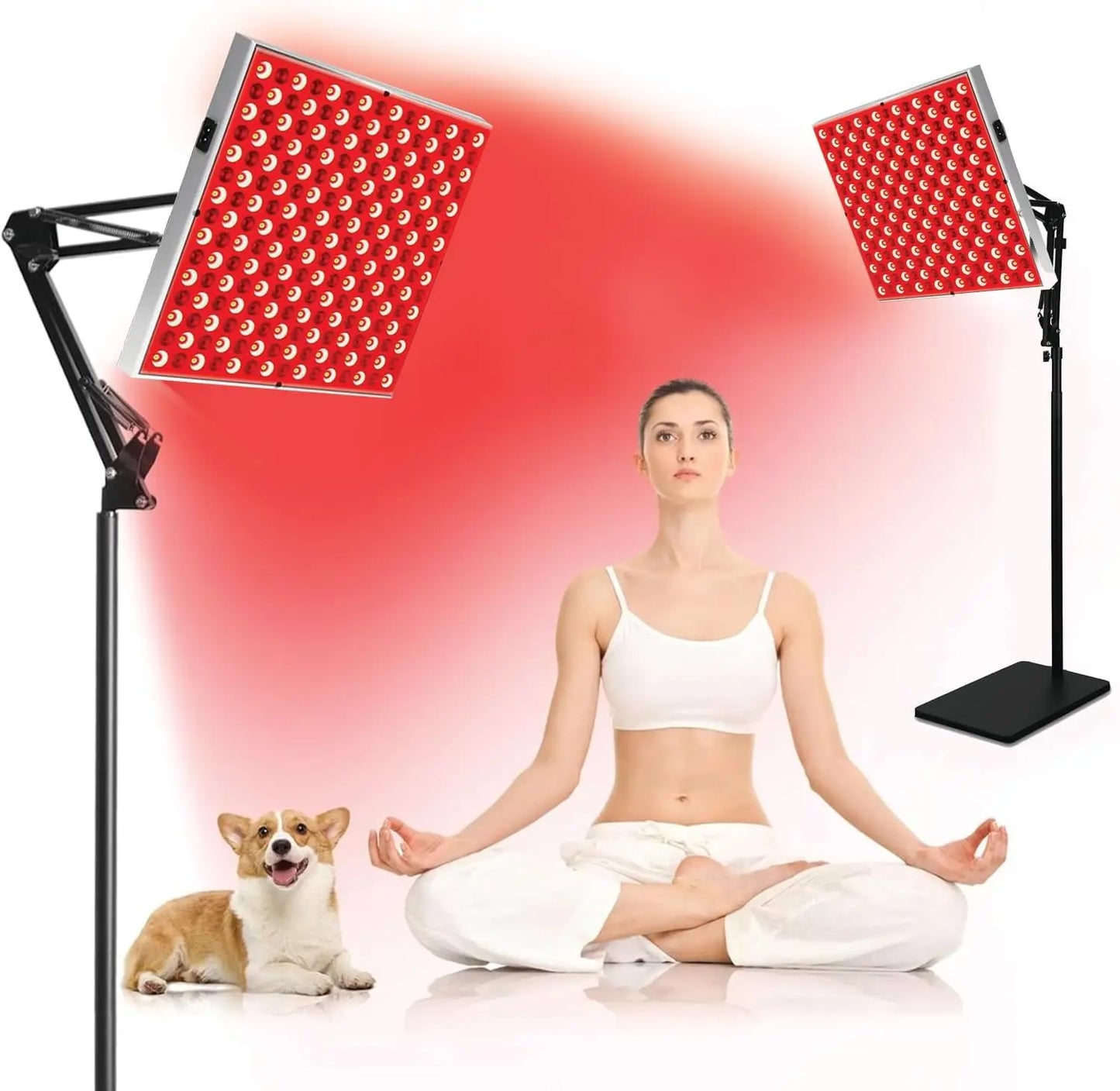 Infrared Light Therapy Lamp with Stand, 660&850 NM LED Near Infrared Light Therapy Lamp Panel for Full Body Face Skin