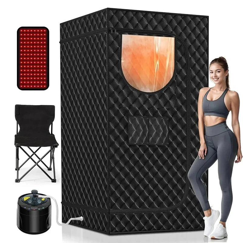 Portable Steam Sauna for Home Spa Sauna Tent Sauna Box with 1600W 4L Steamer Remote Control Height