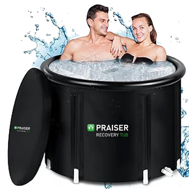Inflat Adult Black Luxury Folding Ice Bath Cold Plunge Barrel Inflatable Hot Tub Outdoor Portable Bathtub Spa Tubs