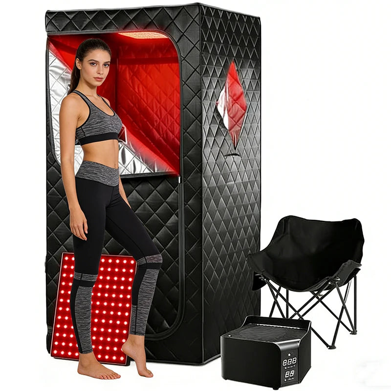 Upgraded Version Far Infrared Sauna Set for Home with 660nm Red Light Panel Infrared Sauna Heater 160℉