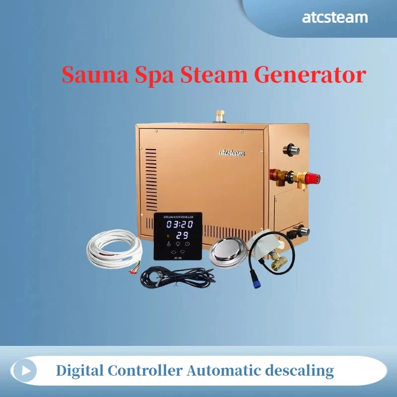9kw Stainless Steel Sauna Steam Generator Automatic Descaling Digital Controller Sauna Spa Steam Bath Machine For Spa