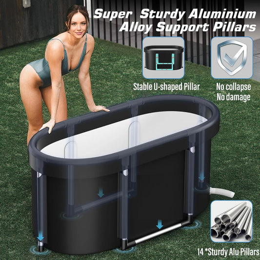 Ice Bath Tub for Athletes Large Collapsible Hot Tub Portable Cold Plunge for Outdoor Garden Yard Gym,Upgraded