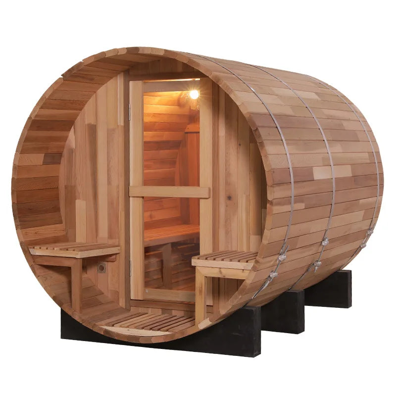 6Ft Canadian Outdoor Pine 4 Man Barrel Sauna Wet/Dry Spa with 9KW Electric Heater