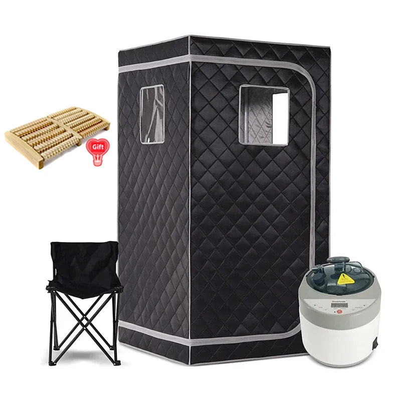 Full Body Home Steam Sauna Set 4L Large Steam Pot One Person Sauna Spa with Time Temperature Remote Control Therapy