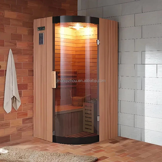 Outdoor Sauna Room 2 Person Indoor Far Infrared Dry Steam Sauna Modern Solid Wood Structure Traditional Red Cedar