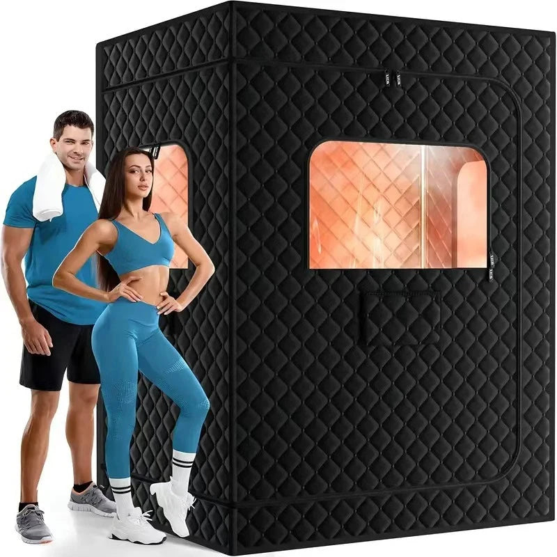 2 Person Portable Steam Sauna Tent Room For Home Extra Large Sauna Box Upgraded 2 Steamer 2 Foldable Chair Remote
