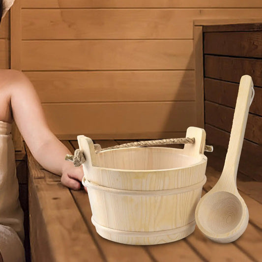 Wooden Sauna Bucket and Ladle 4L Large Capacity Versatile Bath Bucket SPA Steaming Room Tool SPA Accessory for Sauna